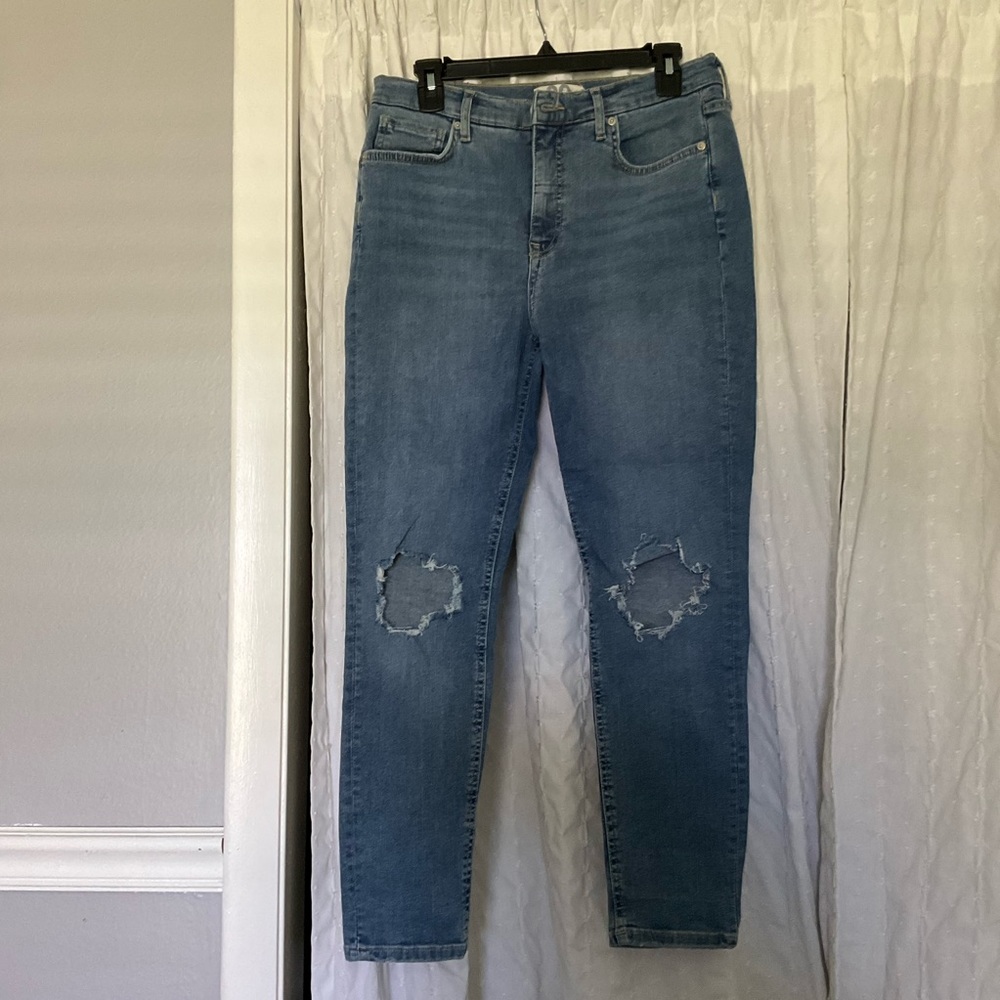 Free People Busted Knee High Waist Skinny Jeans